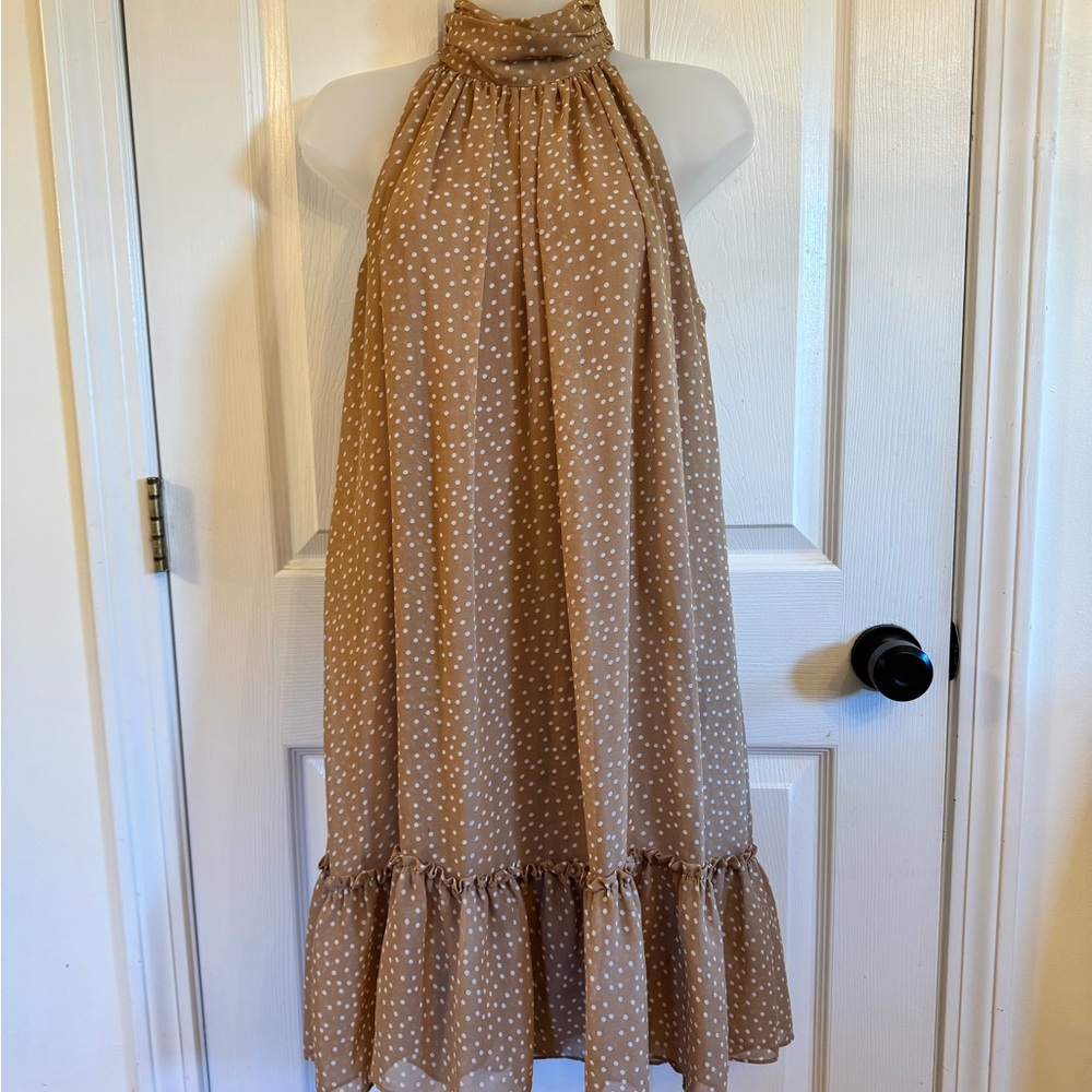 Taylor Tan Polka Dot Dress